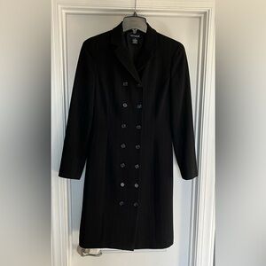VTG Ann Taylor Elegant Black Double-Breasted Executive Boss Coat Dress Sz 2 EUC